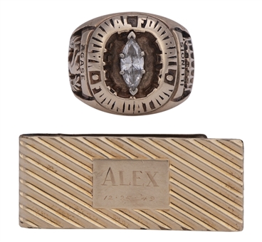 1963 College Football Hall of Fame Ring With High Quality Diamond Presented to Alex Agase - Including 10k Gold-Filled Money Clip! (Family LOA)